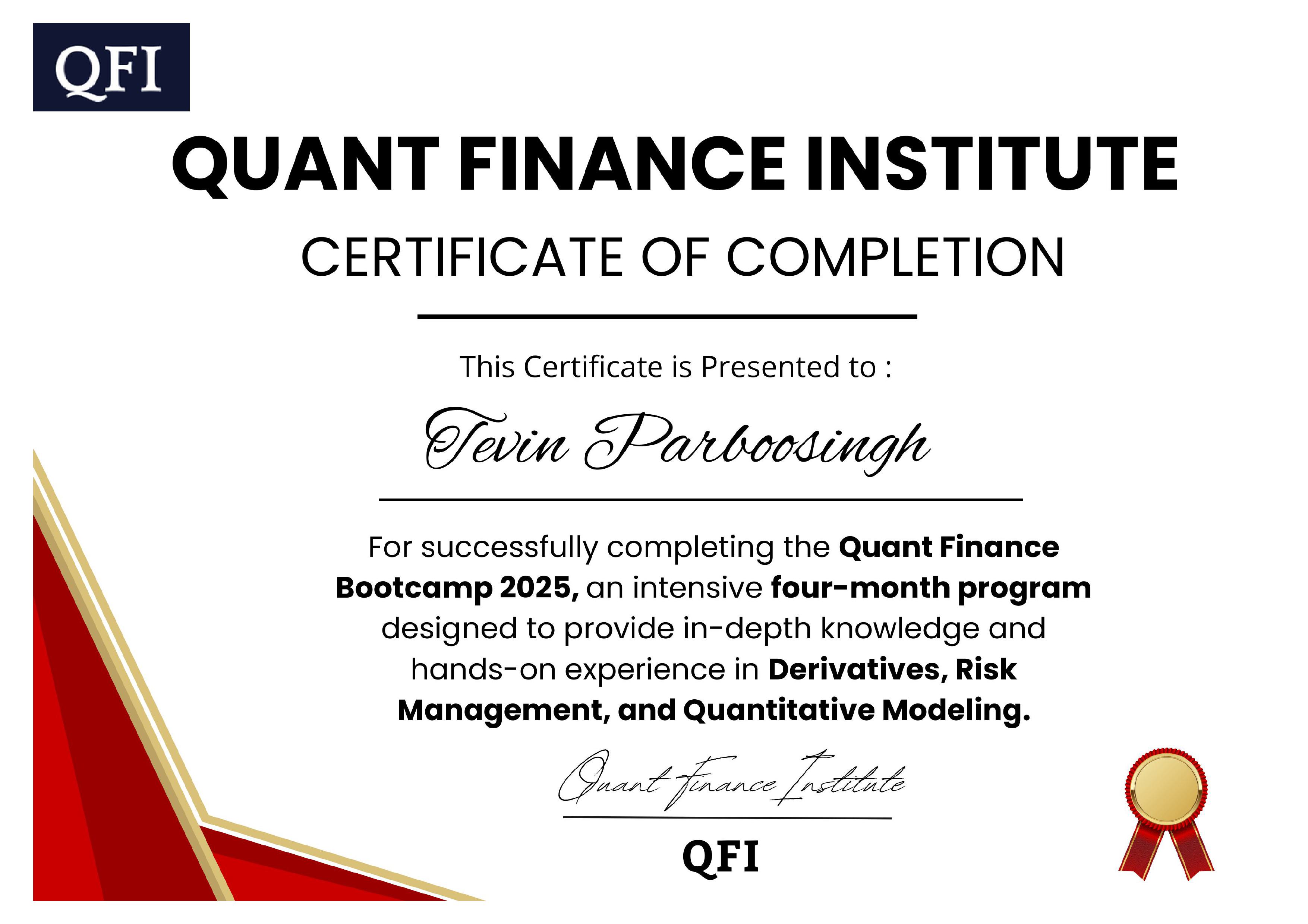 Quant Finance Certificate